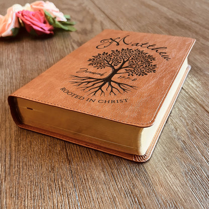 Personalized ESV RVR Bilingual Bible, Custom Engraved Name, Rooted in Christ Tree Design, Christian Gift, Bible Gifts for Her, Gifts for Him - Religious Books - Aylev