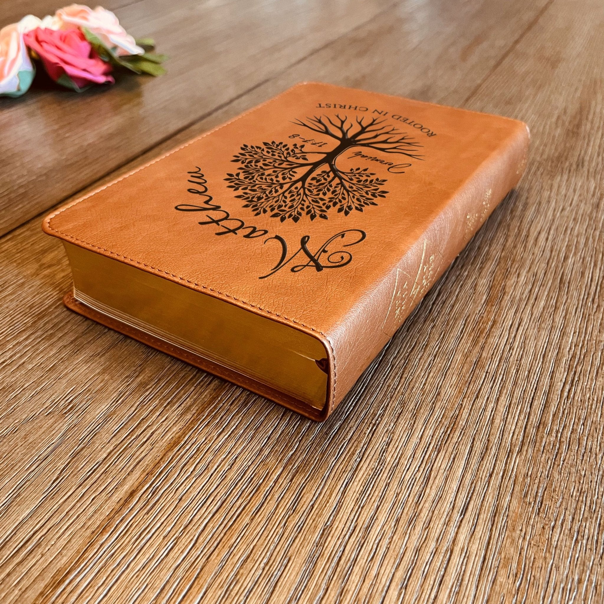 Personalized ESV RVR Bilingual Bible, Custom Engraved Name, Rooted in Christ Tree Design, Christian Gift, Bible Gifts for Her, Gifts for Him - Religious Books - Aylev
