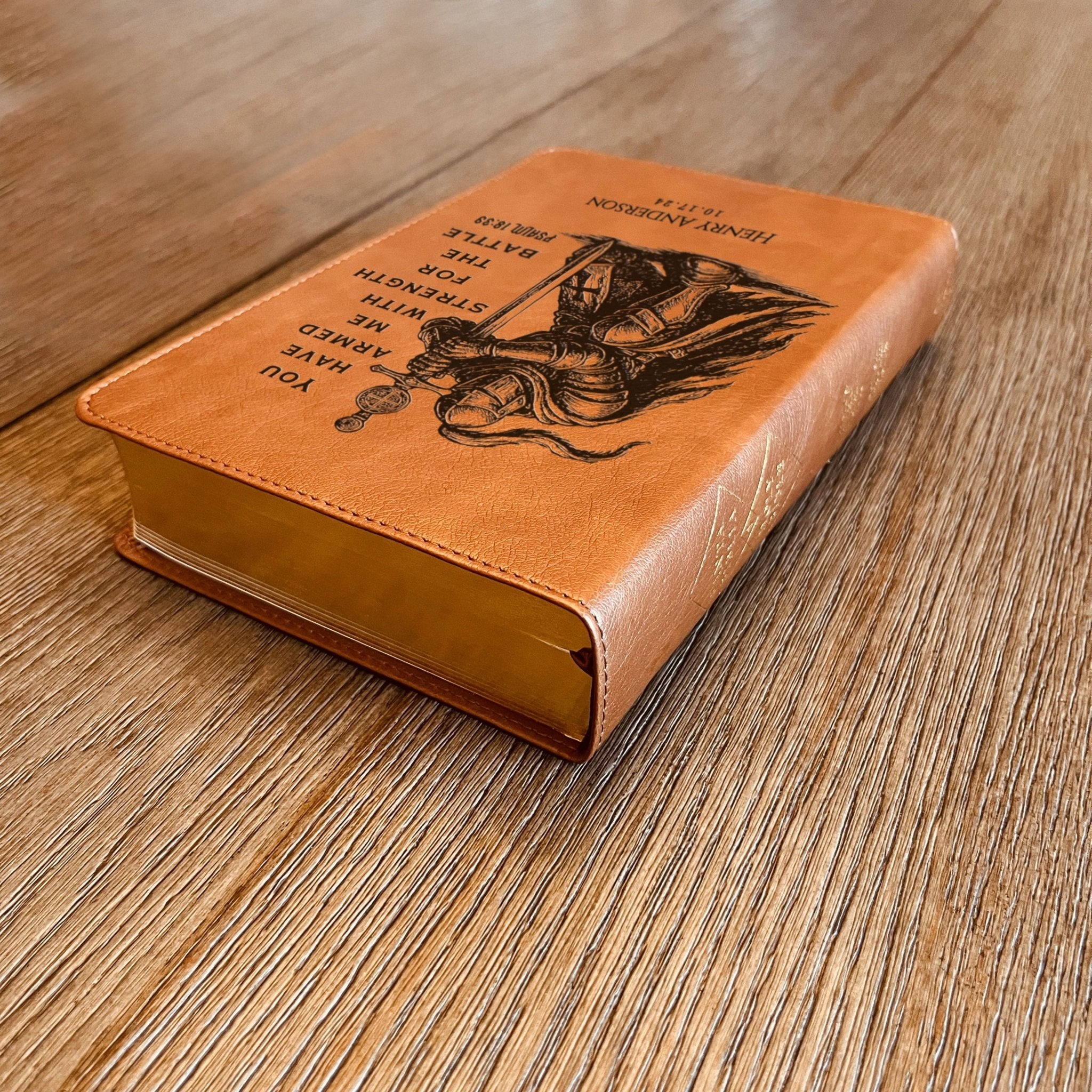 Personalized Bible for Men, ESV RVR Bilingual Bible, Custom Bible Engraved Name, Knight Warrior Design, Christian Gift, Bible Gifts for Him - Religious Books - Aylev