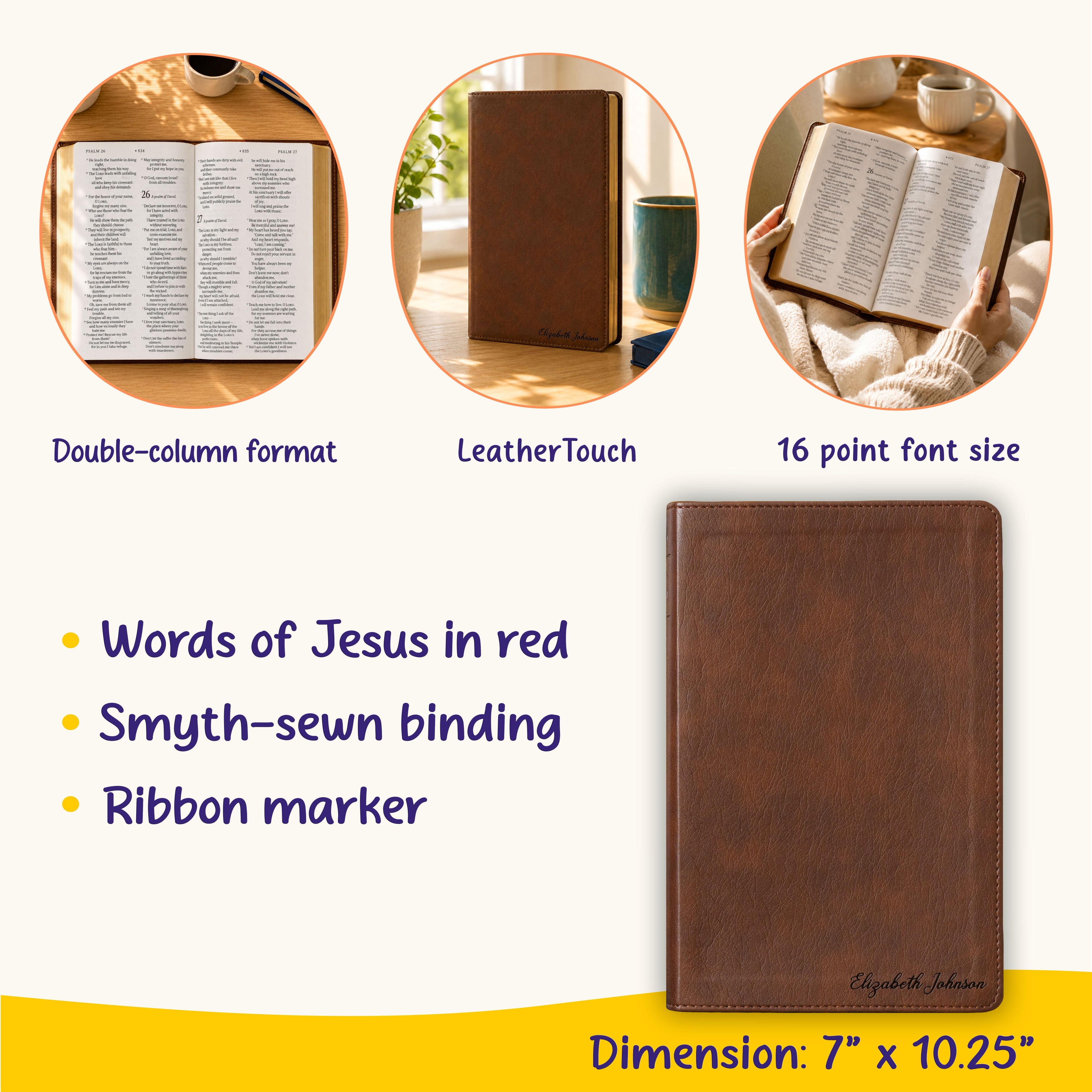 Personalized NLT Super Giant Print Bible, Filament Enabled New Living Translation, Custom Bible Engraved Name, Christian & Baptism Gift