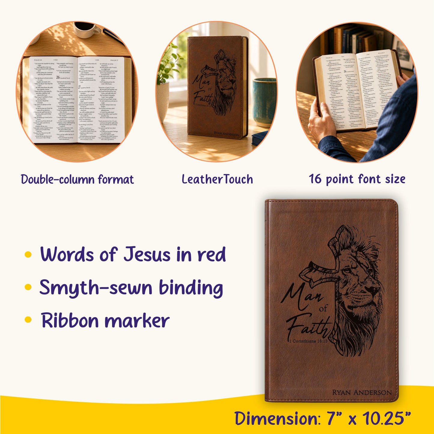 Personalized NLT Super Giant Print Bible, Custom Engraved Name, Filament Enabled New Living Translation, Christian Baptism & Wedding Gift
