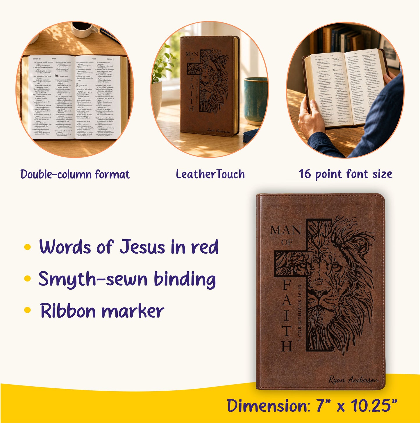 Personalized NLT Super Giant Print Bible, Custom Engraved Name, Filament Enabled New Living Translation, Christian Baptism & Wedding Gift