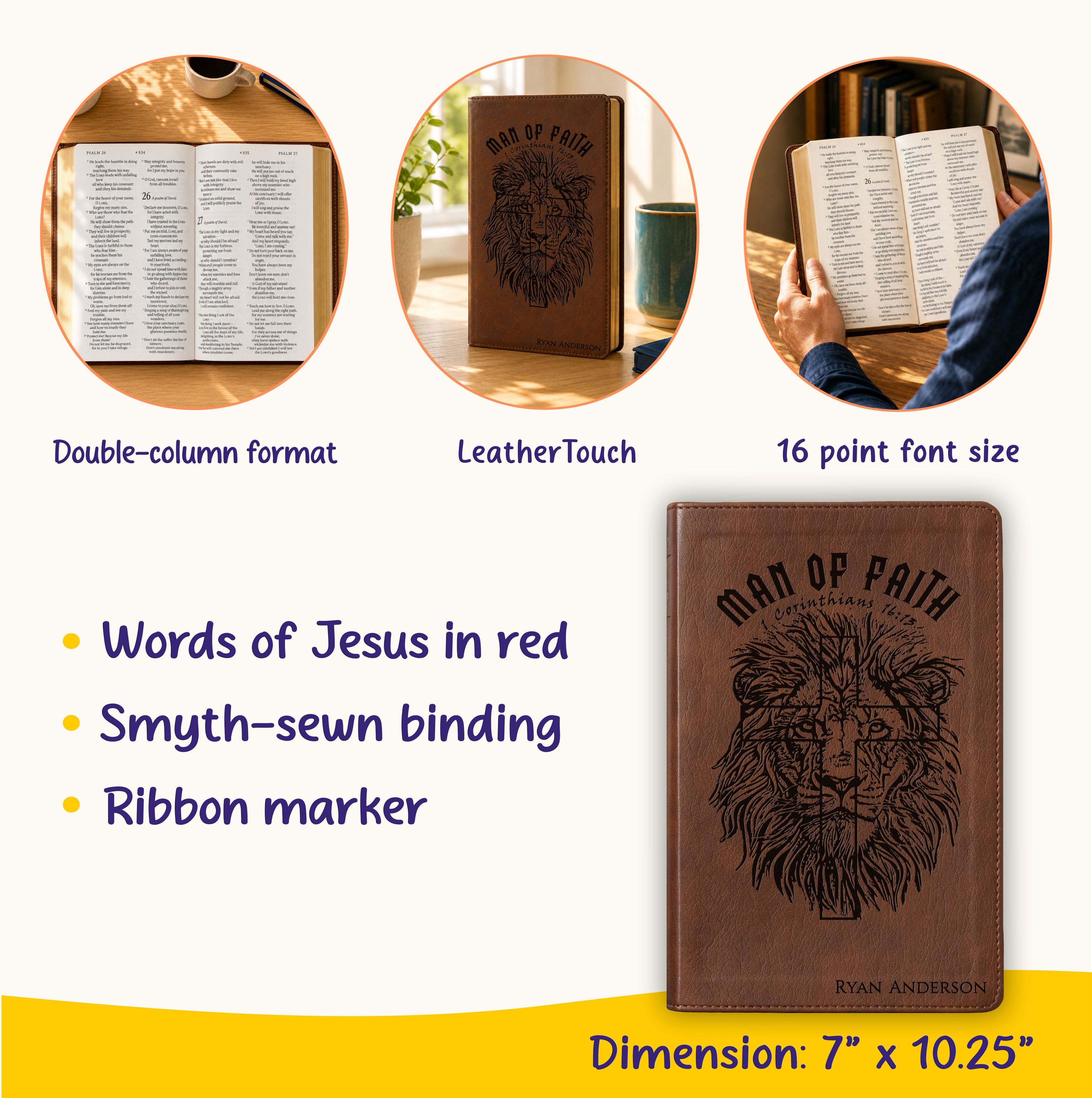 Personalized NLT Super Giant Print Bible, Custom Engraved Name, Filament Enabled New Living Translation, Christian Baptism & Wedding Gift