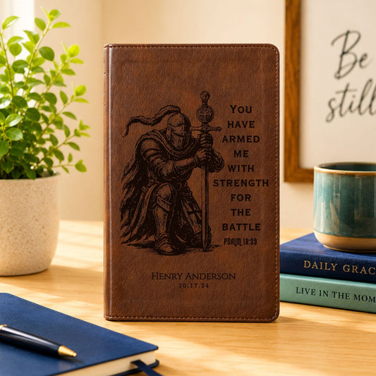 Personalized NLT Super Giant Print Bible, Custom Engraved Warrior Design with Name, New Living Translation, Christian Baptism & Wedding Gift - Religious Books - Aylev