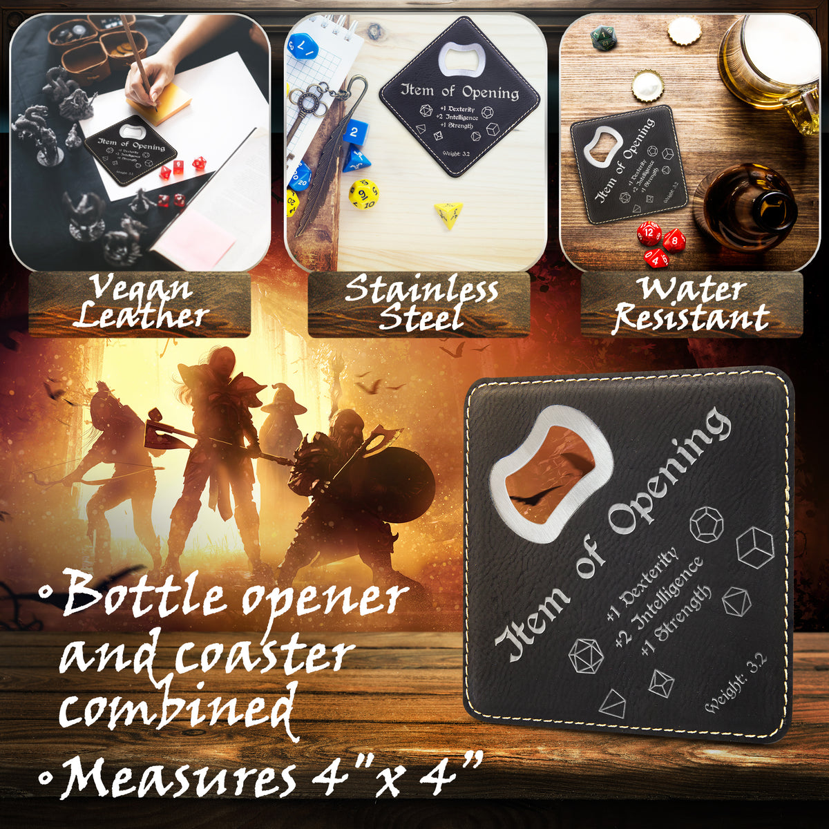 Dungeons and Dragons Item of Opening, DnD Coaster Bottle Opener, DnD Gift for Men, Dungeon Master Gift, DnD Stuff, D&D Gifts - Apparel & Accessories - Aylev