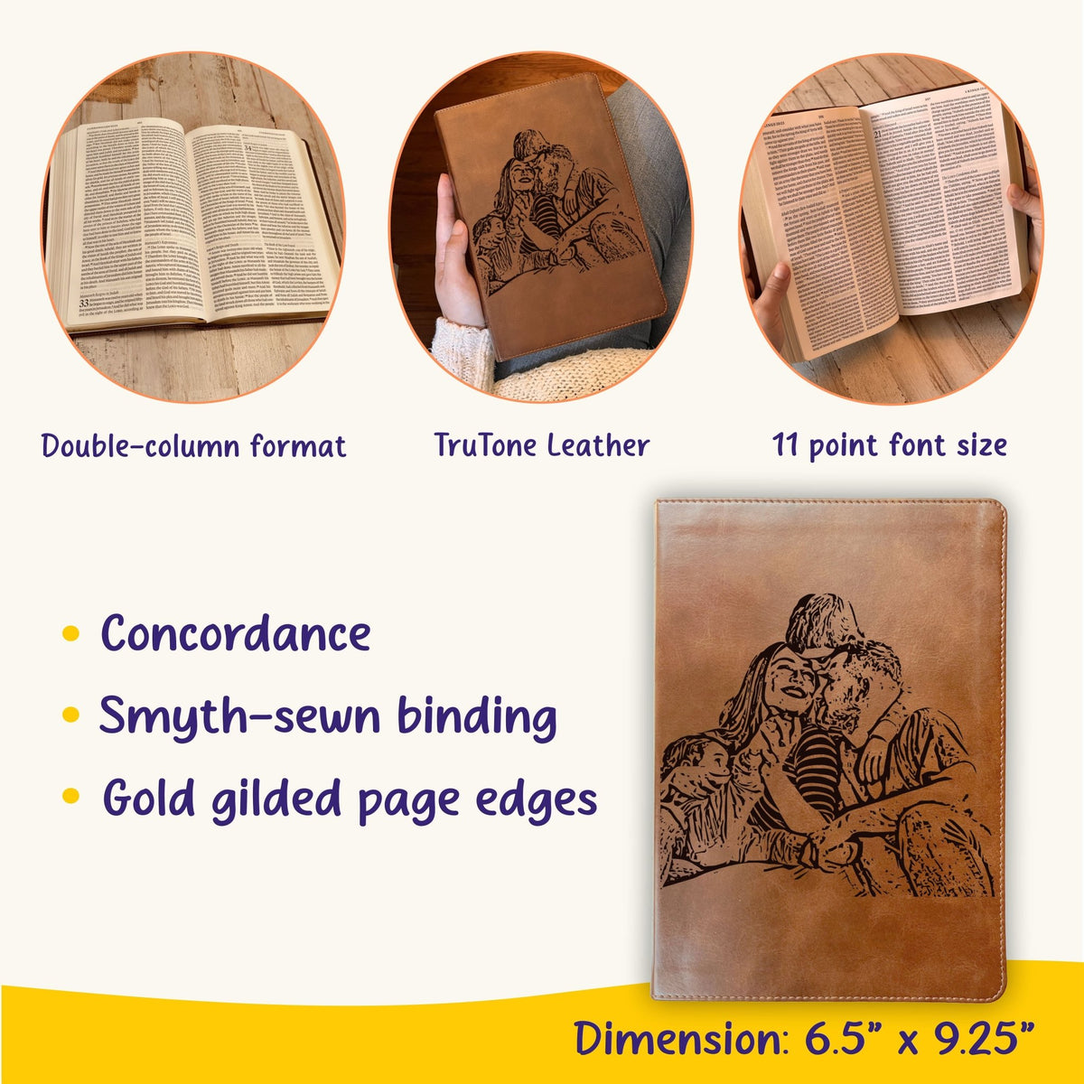 Personalized ESV Large Print Bible, Your Photo Engraved, English Standard Version, Custom Engraved Bible, Wedding, Baptism, Christian Gift - Religious Books - Aylev