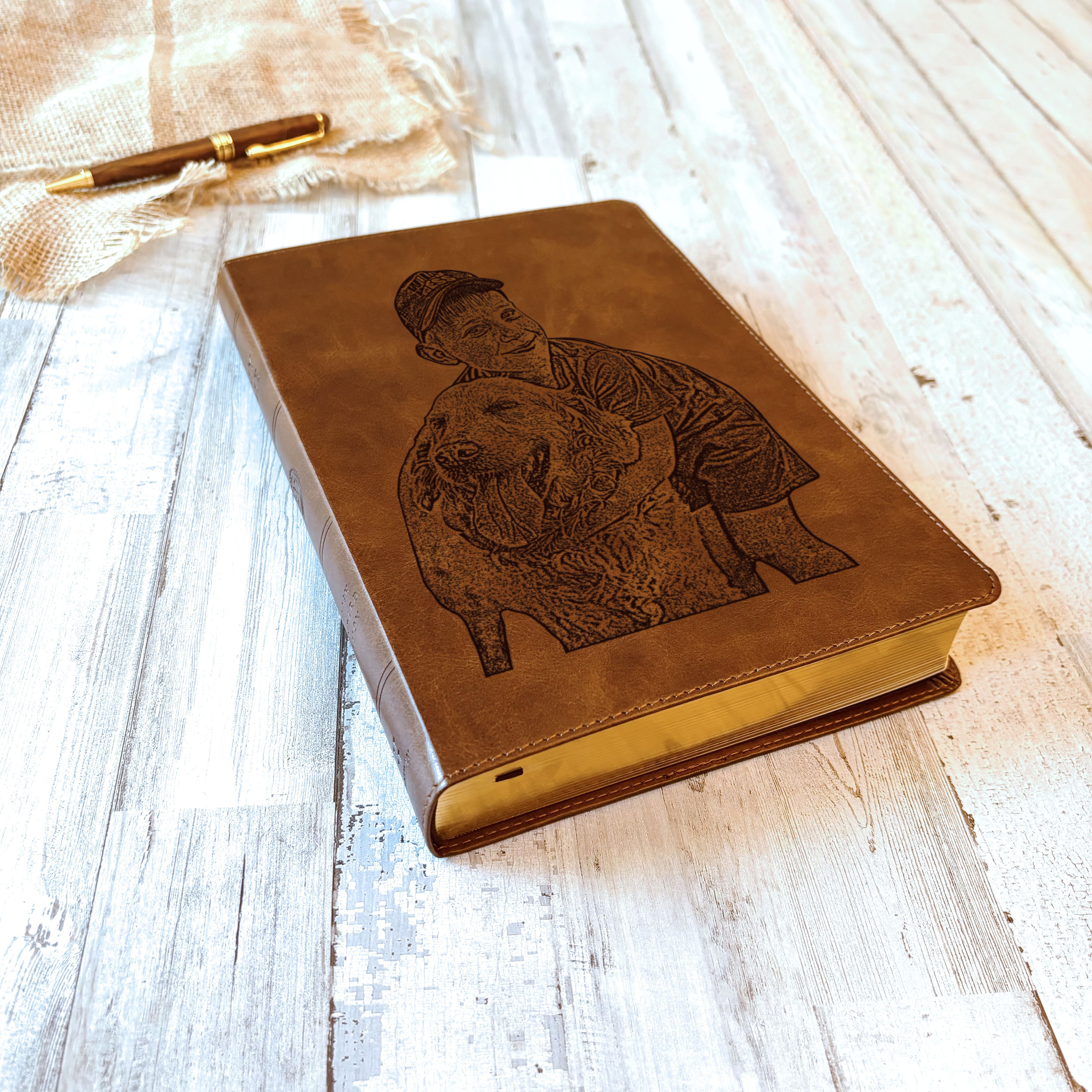 Personalized ESV Large Print Bible, Your Photo Engraved, English Standard Version, Custom Engraved Bible, Wedding, Baptism, Christian Gift