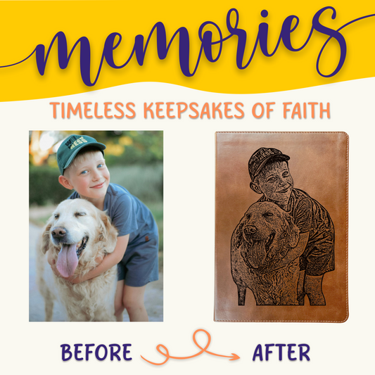 Personalized ESV Large Print Bible, Your Photo Engraved, English Standard Version, Custom Engraved Bible, Wedding, Baptism, Christian Gift