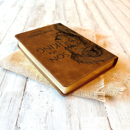 Personalized ESV Large Print Bible, Son of a King Lion Design, Custom Engraved Name, Christian Gift, Baptism Gift, Bible Gift for Him - Religious Books - Aylev