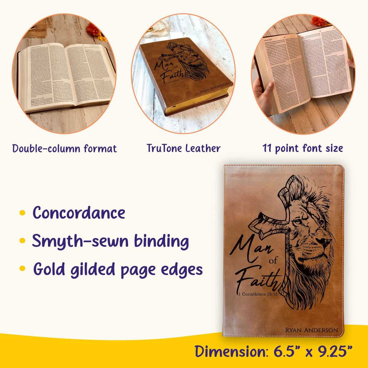 Personalized Bible for Men, ESV Large Print Bible, Customized Bible for Men Name Engraved, English Standard Version, Bibles for men, bible gifts for men - Religious Books - Aylev