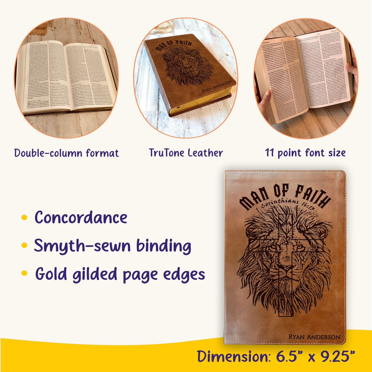 Personalized Bible for Men, ESV Large Print Bible, Customized Bible for Men Name Engraved, English Standard Version, Bibles for men, bible gifts for men - Religious Books - Aylev