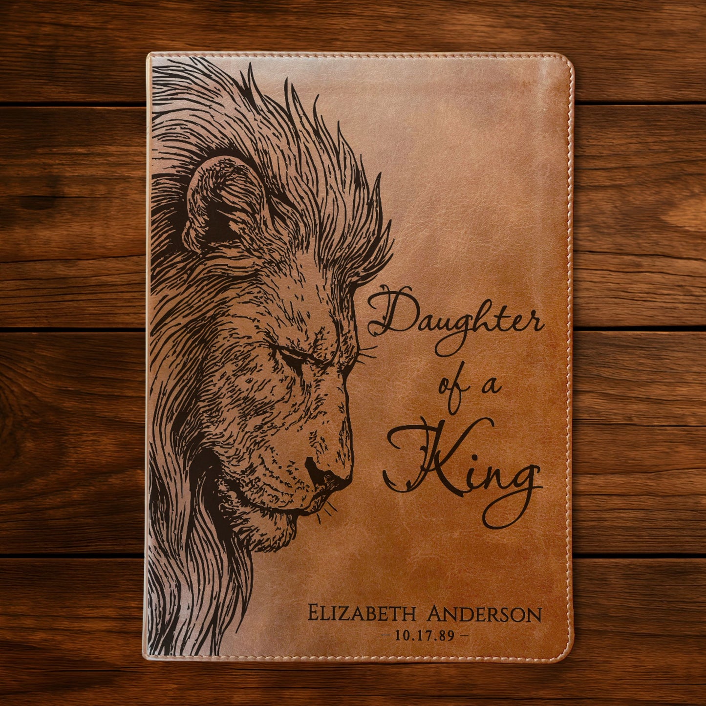 Personalized ESV Large Print Bible, Daughter of a King Lion Design, Custom Engraved Name, Christian Gift, Baptism Gift, Bible Gift for Her
