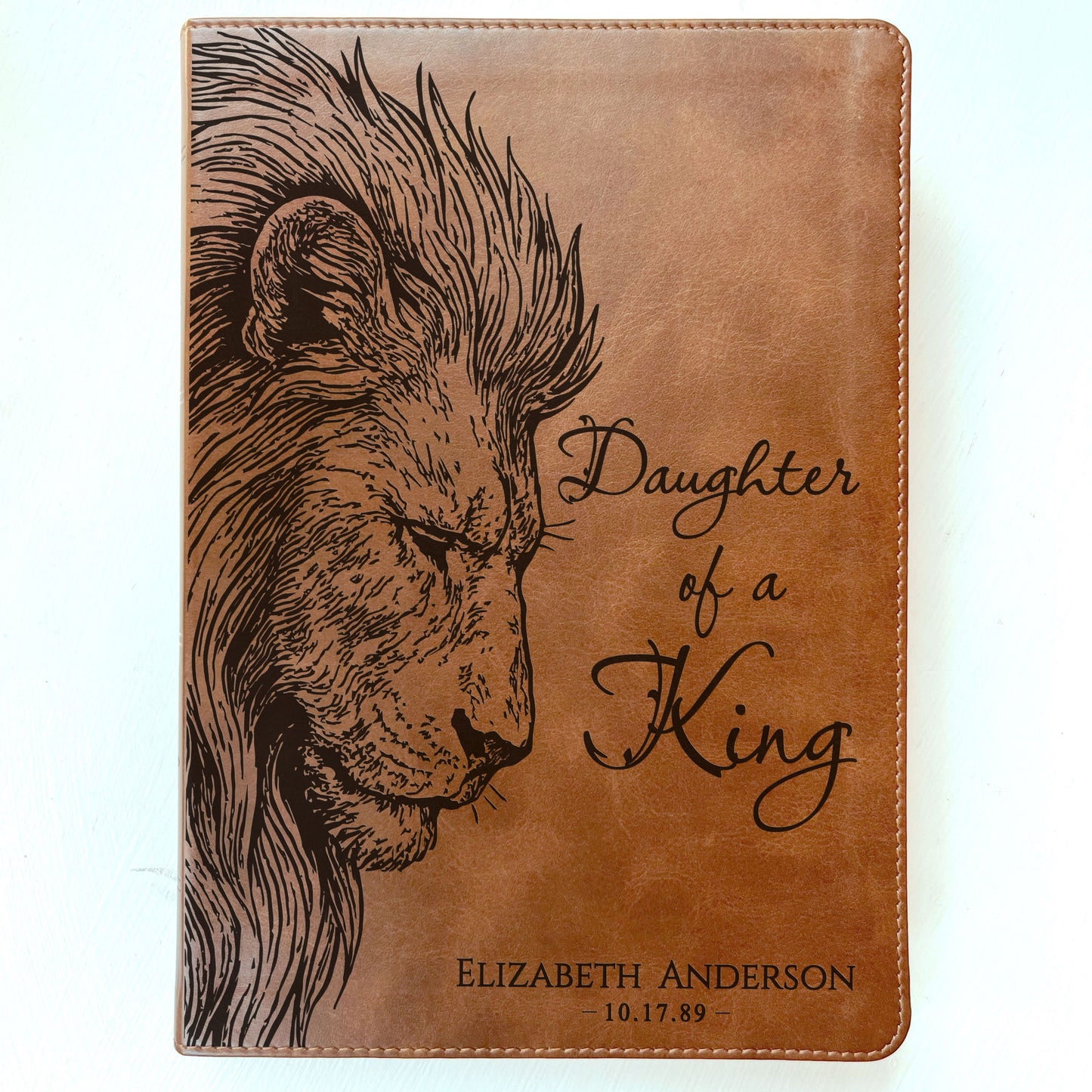 Personalized ESV Large Print Bible, Daughter of a King Lion Design, Custom Engraved Name, Christian Gift, Baptism Gift, Bible Gift for Her