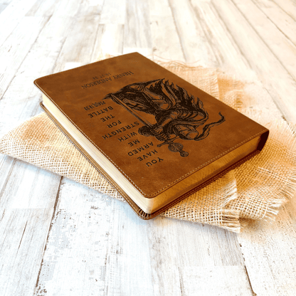 Personalized Bible for Men, ESV Large Print Bible, Custom Bible Engraved Name, Knight Warrior Design, Christian Gift, Bible Gifts for Him - Religious Books - Aylev