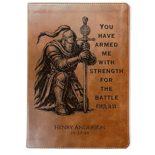 Personalized Bible for Men, ESV Large Print Bible, Custom Bible Engraved Name, Knight Warrior Design, Christian Gift, Bible Gifts for Him