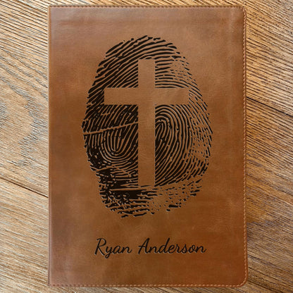 Personalized ESV Bible, Custom Fingerprint & Cross Design with Name Engraved, Large Print Bible, Gifts for Baptism, Wedding, Confirmation - Religious Books - Aylev