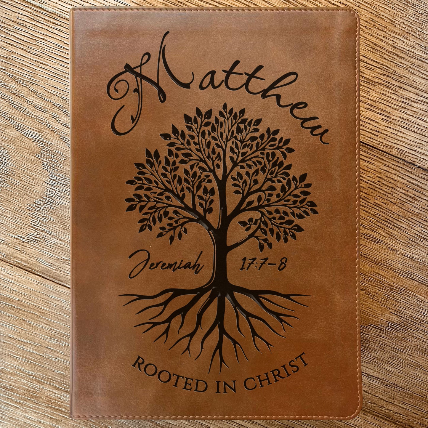 Personalized ESV Large Print Bible, Custom Engraved Name, Rooted in Christ Tree Design, Christian Gift, Bible Gifts for Her, Gifts for Him