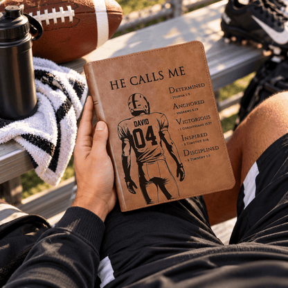 Personalized KJV Wide-Margin Bible, Custom Engraved Acrostic Name with Verse Reference, Christian Sports Gift for Football Players - Religious Books - Aylev
