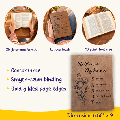 Personalized KJV Wide-Margin Bible, Custom Engraved Acrostic Name with Verse Reference, Floral Design, Christian Bible Gift for Her - Religious Books - Aylev