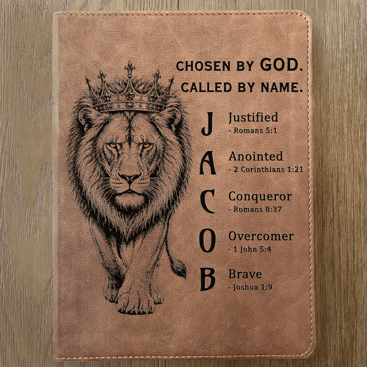 Personalized KJV Wide-Margin Bible, Custom Engraved Acrostic Name with Verse Reference, Lion Design, Christian Bible Gift for Him - Religious Books - Aylev