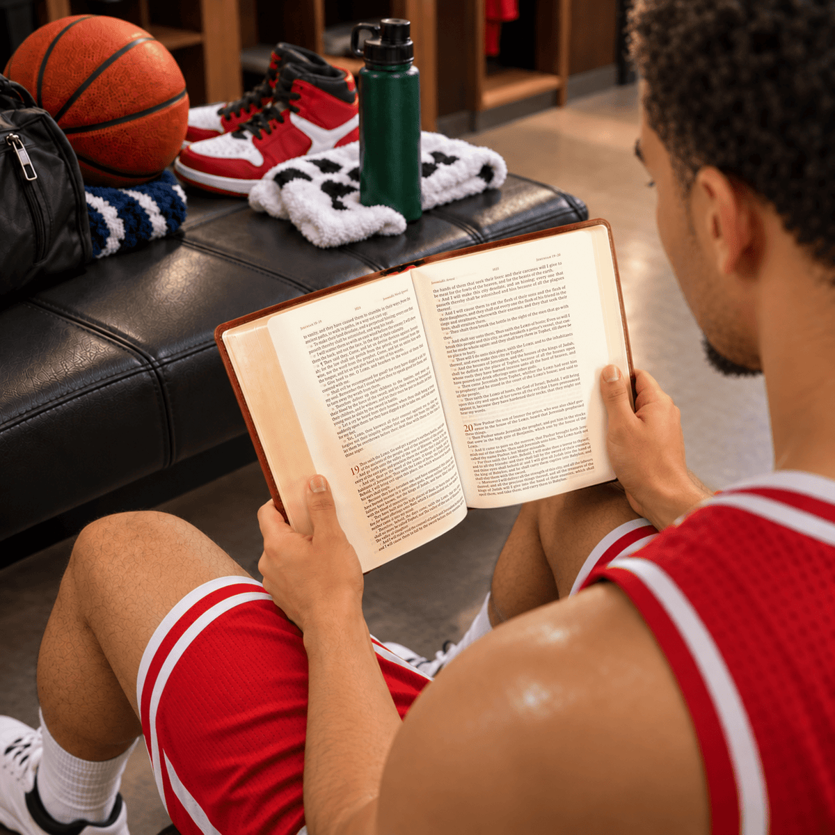 Personalized KJV Wide-Margin Bible, Custom Engraved Acrostic Name with Verse Reference, Christian Sports Gift for Basketball Players - Religious Books - Aylev