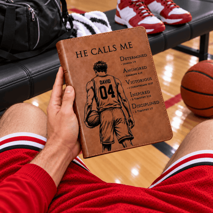 Personalized KJV Wide-Margin Bible, Custom Engraved Acrostic Name with Verse Reference, Christian Sports Gift for Basketball Players - Religious Books - Aylev
