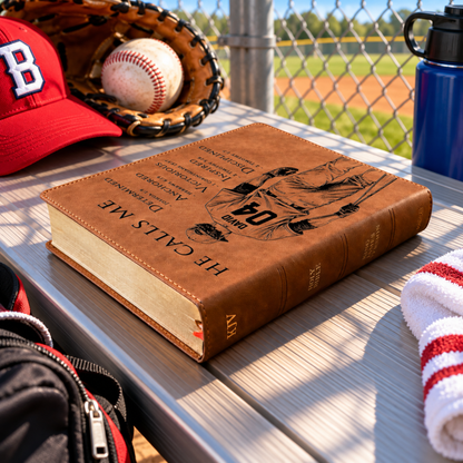 Personalized KJV Wide-Margin Bible, Custom Engraved Acrostic Name with Verse Reference, Christian Sports Gift for Baseball Players - Religious Books - Aylev