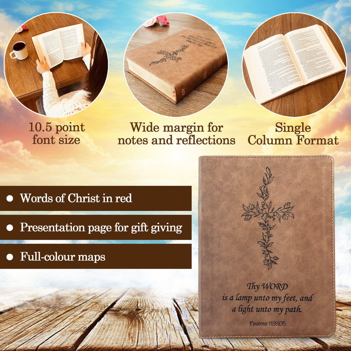 Personalized KJV Bible | Wide-Margin Bible | Custom Bible Engraved King James Version | Christian Gifts Baptism Gifts KJV Bible Women Men