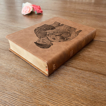 Personalized KJV Bible, Wide Margin, Your Photo Engraved, King James Version, Custom Engraved Bible, Christian Gifts, Baptism Gifts - Religious Books - Aylev