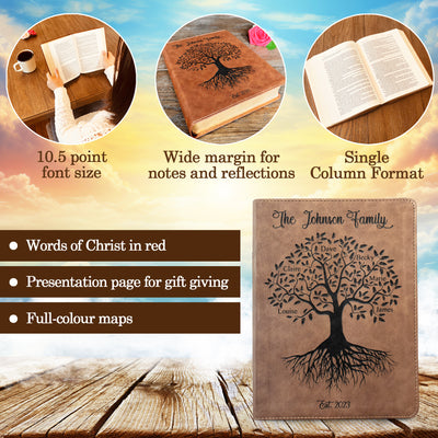 Personalized Family Bible | Custom KJV Family Tree Wide Margin Bible | Engraved Bible Wedding Bible Christian Gifts Family Bible for Wedding