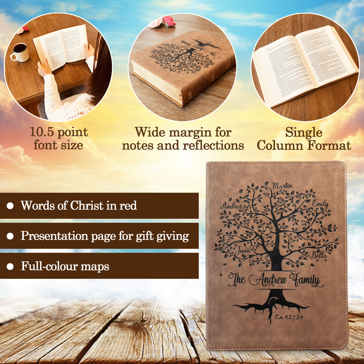 Personalized Family Bible, Custom KJV Family Tree Wide Margin Bible, Engraved Bible, Wedding Bible, Christian Gifts, Family Bible for Wedding - Religious Books - Aylev