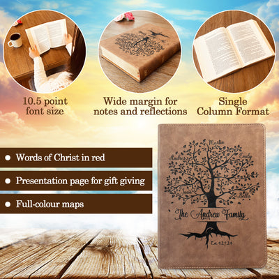 Personalized Family Bible | Custom KJV Family Tree Wide Margin Bible | Engraved Bible Wedding Bible Christian Gifts Family Bible for Wedding