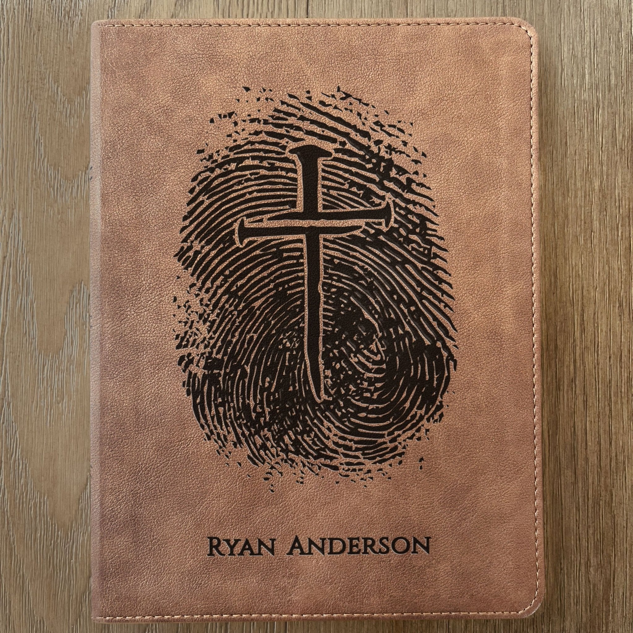 Personalized KJV Bible, Custom Fingerprint & Cross Design with Name Engraved, Wide - Margin Bible, Gift for Baptism, Wedding, Confirmation - Religious Books - Aylev