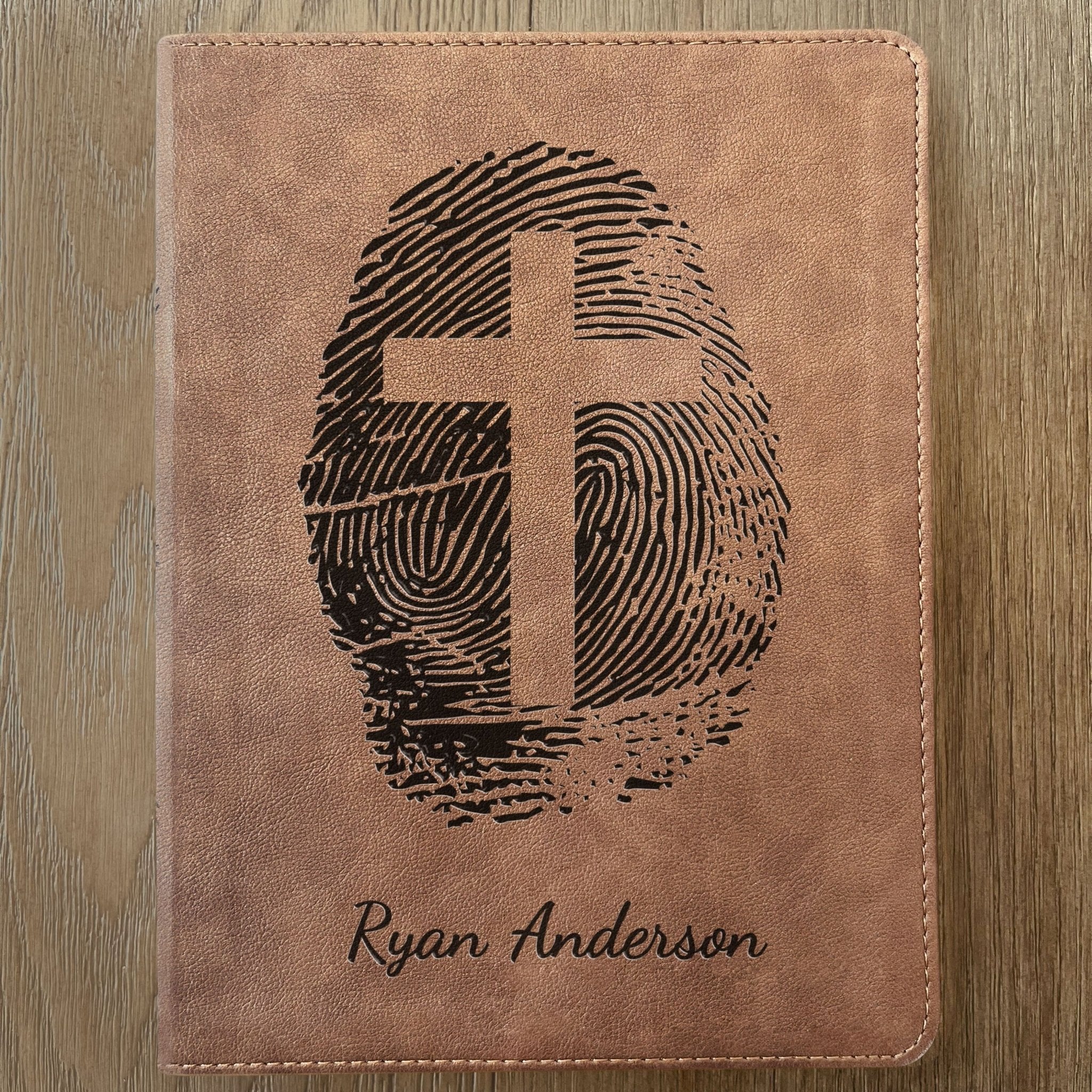 Personalized KJV Bible, Custom Fingerprint & Cross Design with Name Engraved, Wide - Margin Bible, Gift for Baptism, Wedding, Confirmation - Religious Books - Aylev
