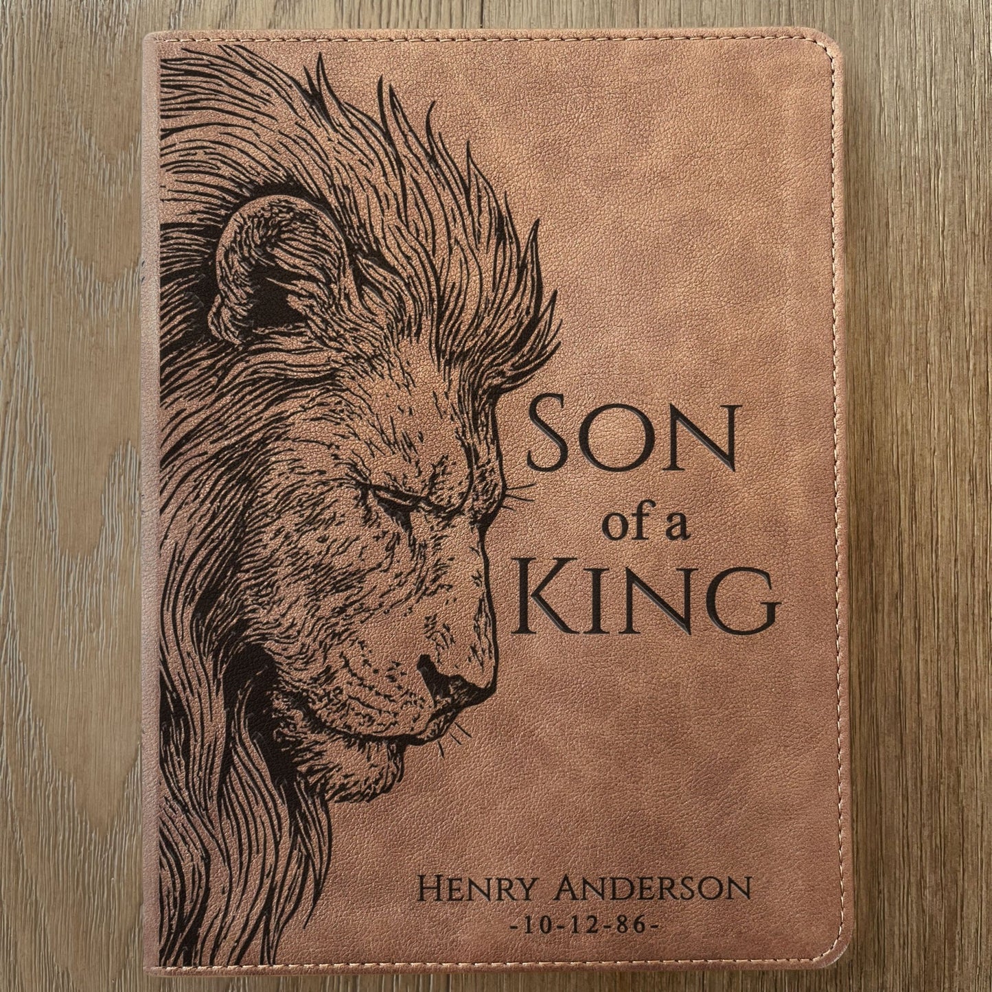 Personalized KJV Wide - Margin Bible, Son of a King Lion Design, Custom Engraved Name, Christian Gift, Baptism Gift, Bible Gift for Him - Religious Books - Aylev