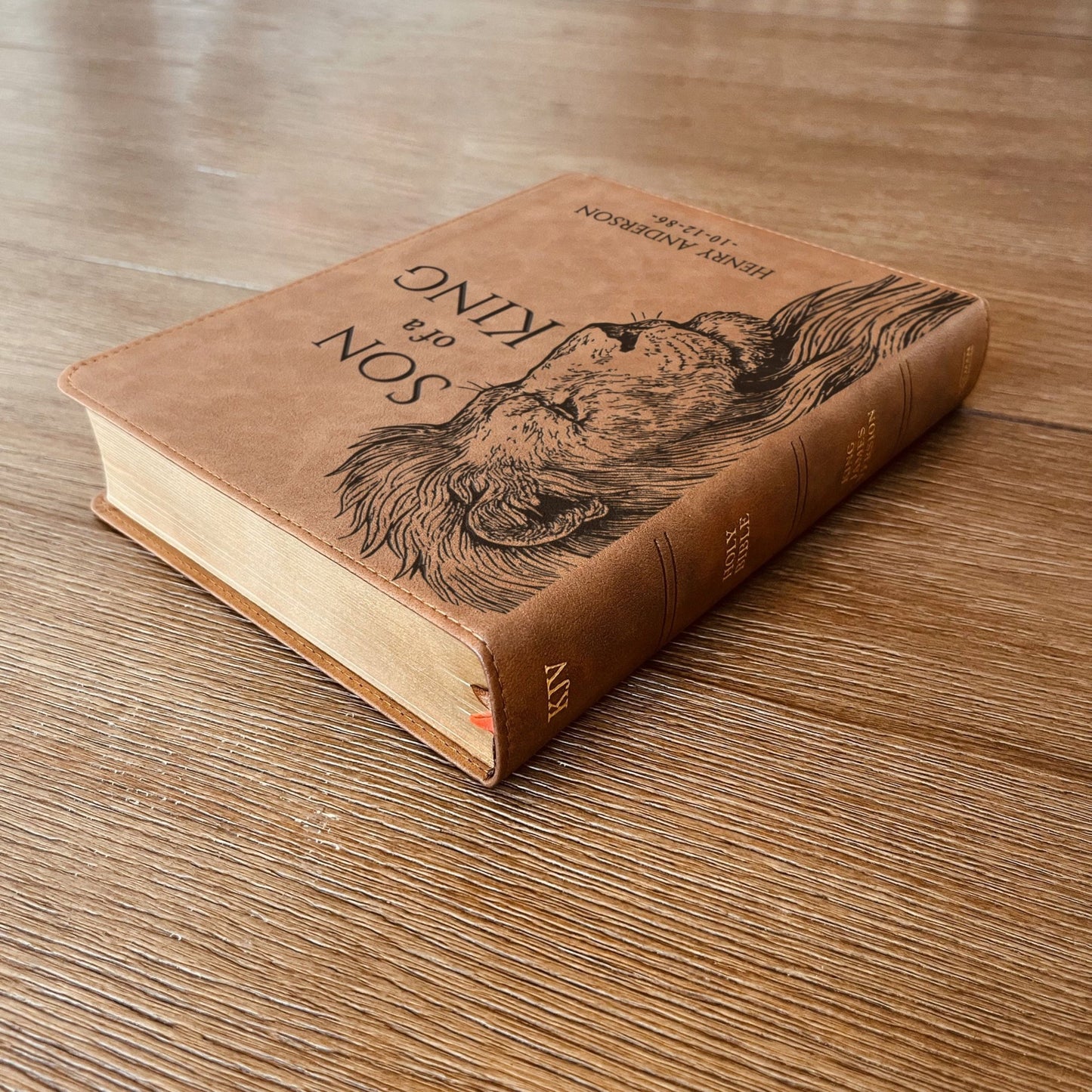 Personalized KJV Wide - Margin Bible, Son of a King Lion Design, Custom Engraved Name, Christian Gift, Baptism Gift, Bible Gift for Him - Religious Books - Aylev