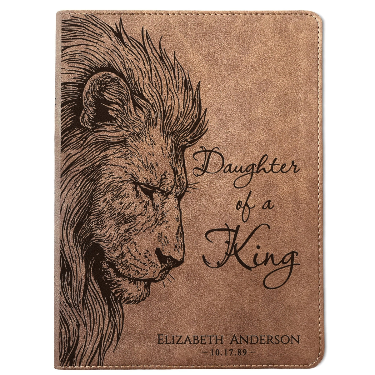 Personalized KJV Wide - Margin Bible, Daughter of a King Lion Design, Custom Engraved Name, Christian Gift, Baptism Gift, Bible Gift for Her - Religious Books - Aylev
