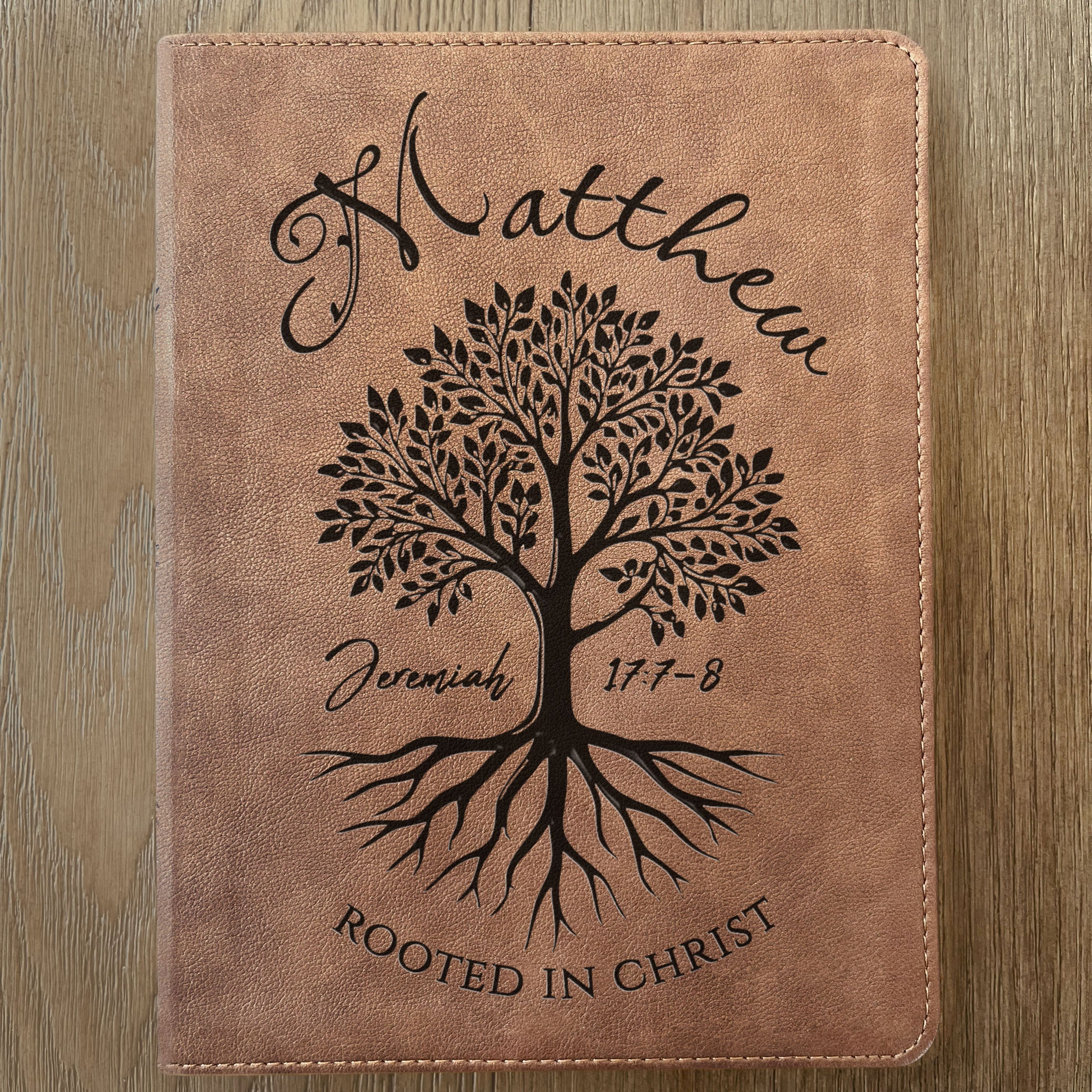 Personalized KJV Wide-Margin Bible, Custom Engraved Name, Rooted in Christ Tree Design, Christian Gift, Bible Gifts for Her, Gifts for Him