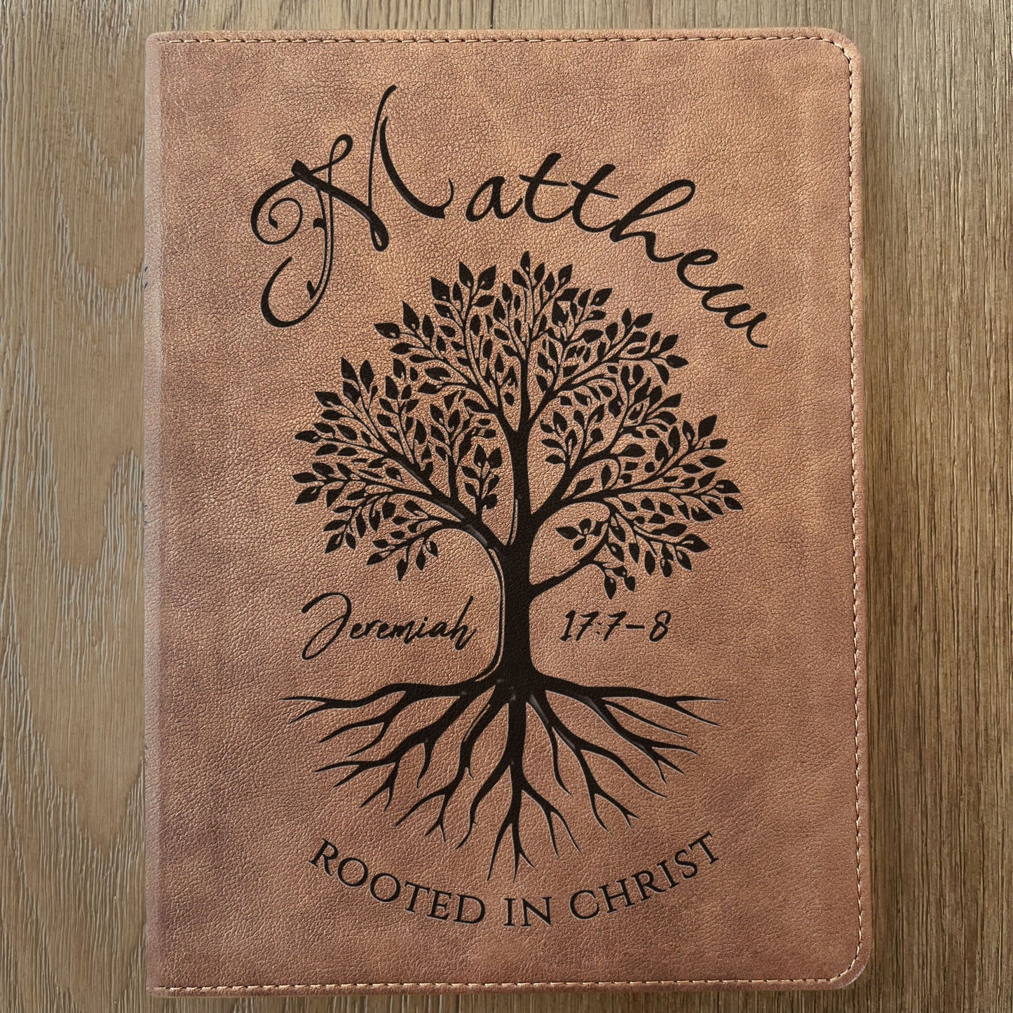 Personalized KJV Wide-Margin Bible, Custom Engraved Name, Rooted in Christ Tree Design, Christian Gift, Bible Gifts for Her, Gifts for Him