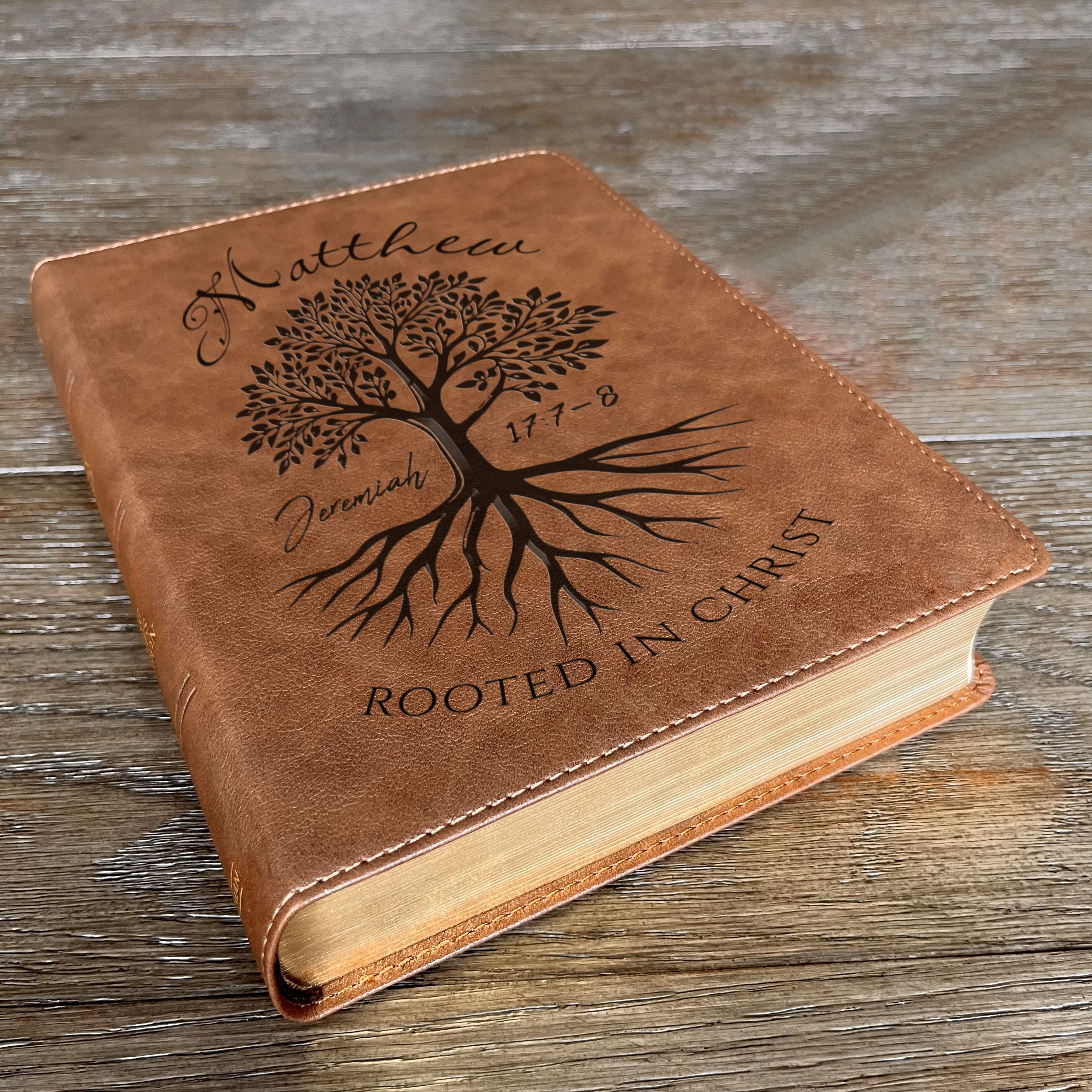 Personalized KJV Wide-Margin Bible, Custom Engraved Name, Rooted in Christ Tree Design, Christian Gift, Bible Gifts for Her, Gifts for Him