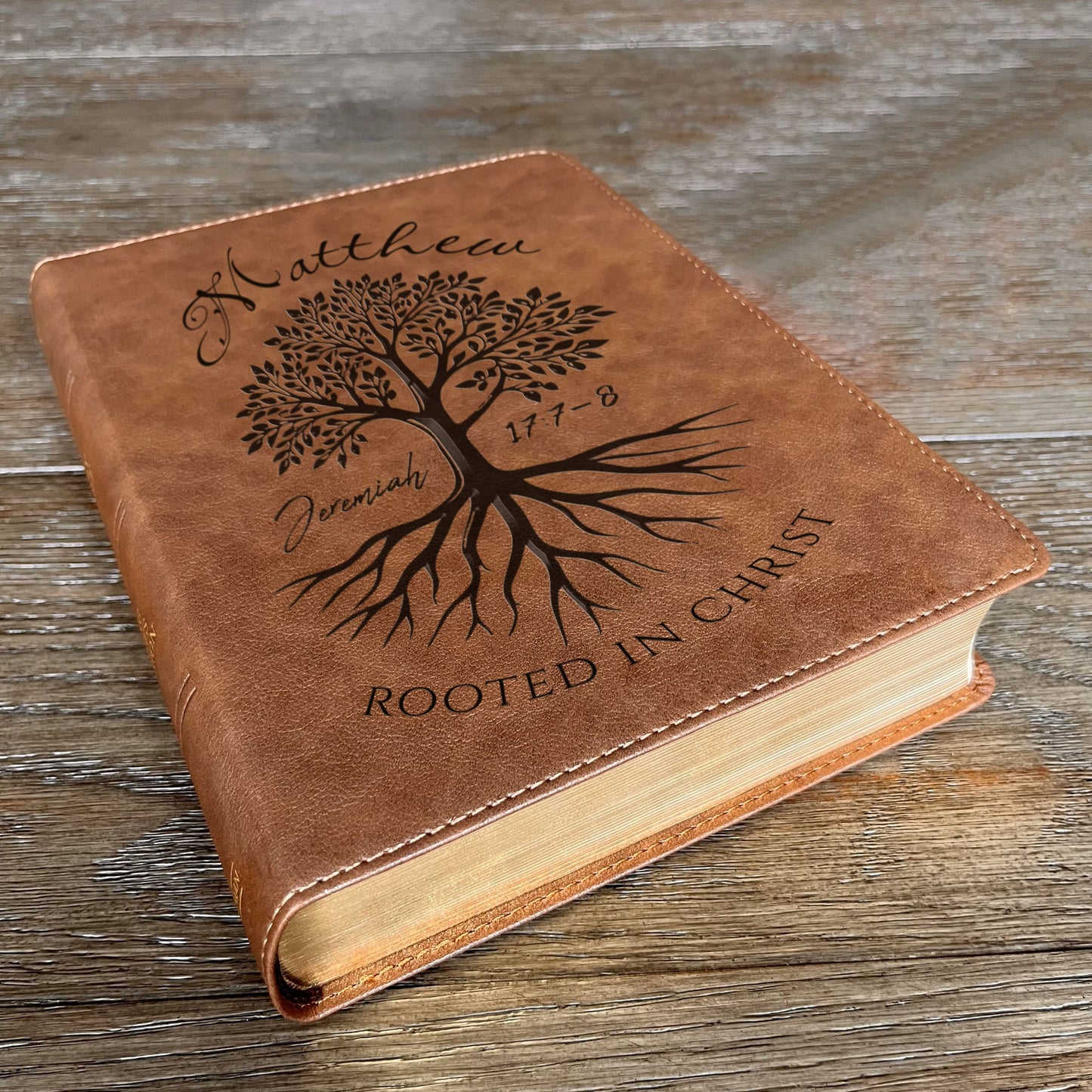 Personalized KJV Wide-Margin Bible, Custom Engraved Name, Rooted in Christ Tree Design, Christian Gift, Bible Gifts for Her, Gifts for Him