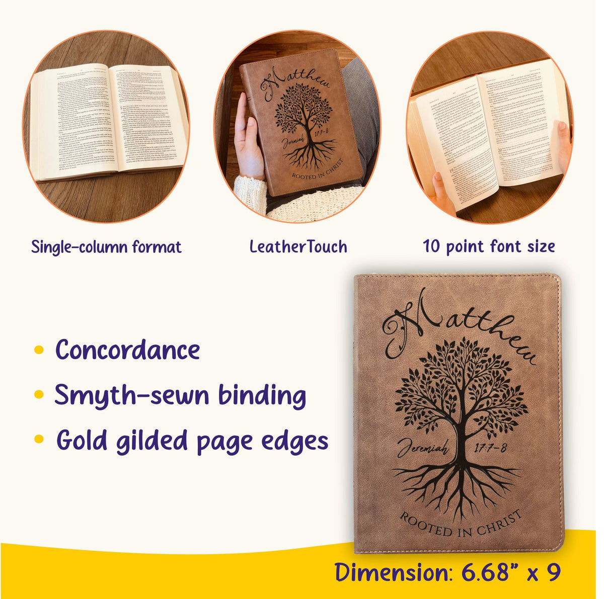 Personalized KJV Wide - Margin Bible, Custom Engraved Name, Rooted in Christ Tree Design, Christian Gift, Bible Gifts for Her, Gifts for Him - Religious Books - Aylev