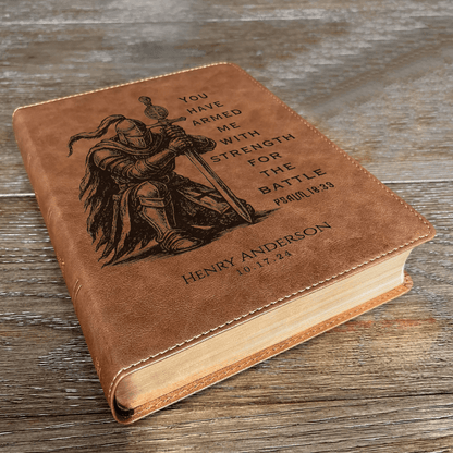 Personalized Bible for Men, KJV Wide - Margin Bible, Custom Bible Engraved Name, Knight Warrior Design, Christian Gift, Bible Gifts for Him - Religious Books - Aylev