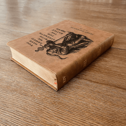 Personalized Bible for Men, KJV Wide - Margin Bible, Custom Bible Engraved Name, Knight Warrior Design, Christian Gift, Bible Gifts for Him - Religious Books - Aylev