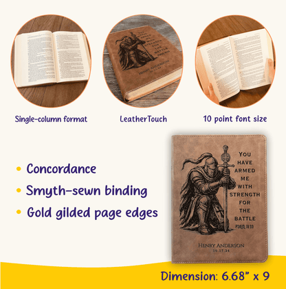 Personalized Bible for Men, KJV Wide - Margin Bible, Custom Bible Engraved Name, Knight Warrior Design, Christian Gift, Bible Gifts for Him - Religious Books - Aylev