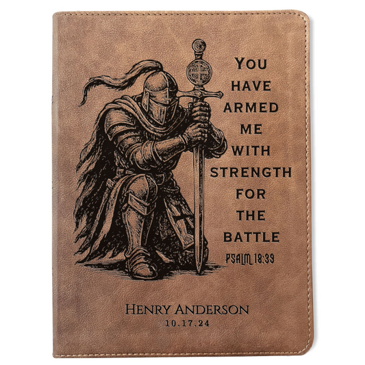 Personalized Bible for Men, KJV Wide-Margin Bible, Custom Bible Engraved Name, Knight Warrior Design, Christian Gift, Bible Gifts for Him