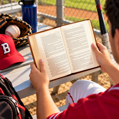 Personalized KJV Wide-Margin Bible, Custom Engraved Acrostic Name with Verse Reference, Christian Sports Gift for Baseball Players - Religious Books - Aylev