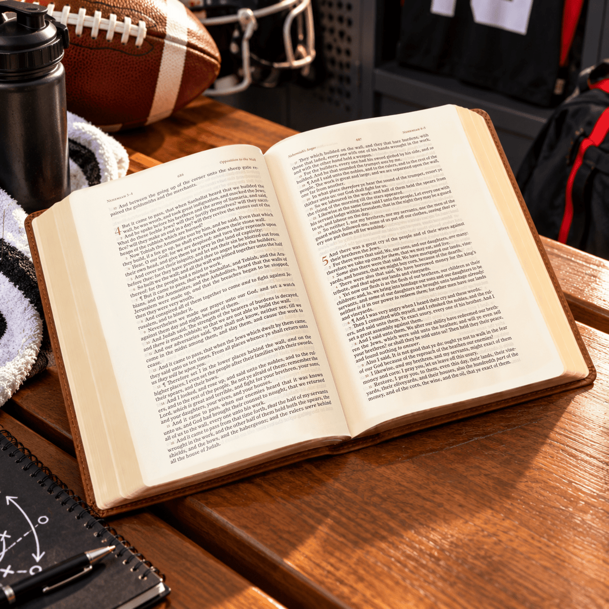 Personalized KJV Wide-Margin Bible, Custom Engraved Acrostic Name with Verse Reference, Christian Sports Gift for Football Players - Religious Books - Aylev