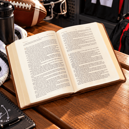 Personalized KJV Wide-Margin Bible, Custom Engraved Acrostic Name with Verse Reference, Christian Sports Gift for Football Players - Religious Books - Aylev