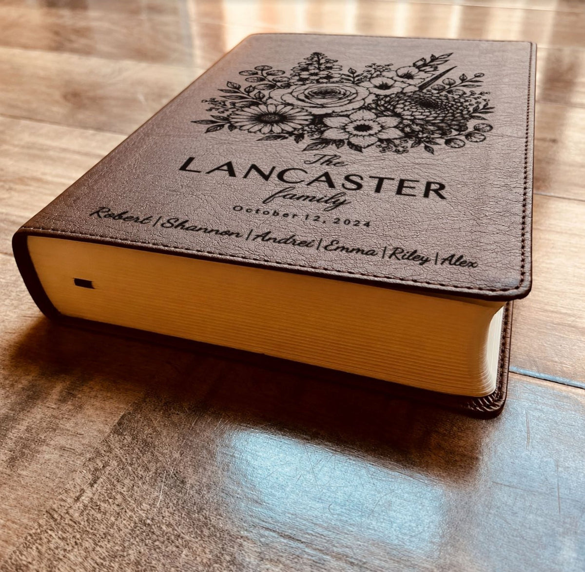 Personalized ESV Family Bible, Custom Engraved Name, Birth Month Flower Bouquet, Single Column Journaling Bible, Wedding Christian Gift - Religious Books - Aylev